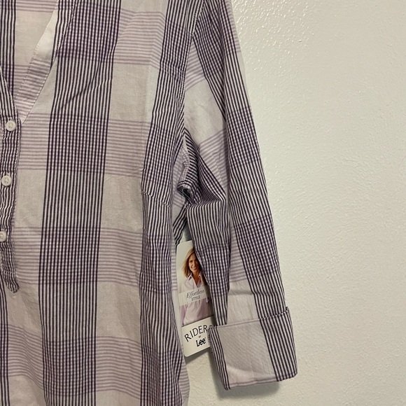 Riders by Lee Purple Plaid Cotton Top Size Medium NWT - Picture 2 of 5